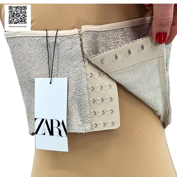 Zara (Large - NWT) Champagne Sequin Corset Top - Picture 7 of 12
